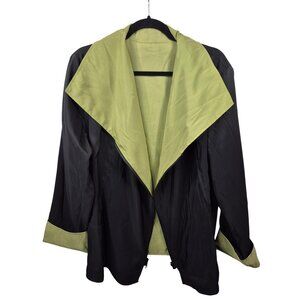 Janska Jacket Womens L Green Black Reversible Lightweight Full Zip Pocket Travel